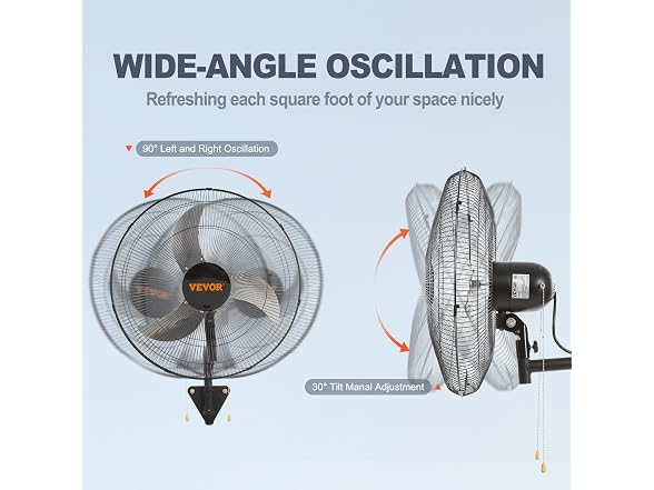 VEVOR Wall Mount Fan, 18 Inch, 3-speed