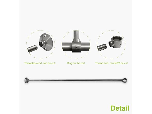 Naiture 36'' SS Shower Rod Ceiling Support