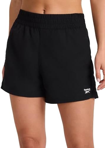 Reebok Women’s Marathoner Track 4.5” Short, Standard Fit, Lightweight Poly Fabric, Black, Large