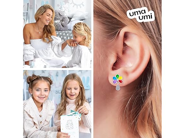 Silver Daisy Colored Stud Earrings