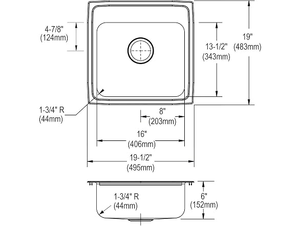 Elkay Single Bowl Top Mount Stainless
