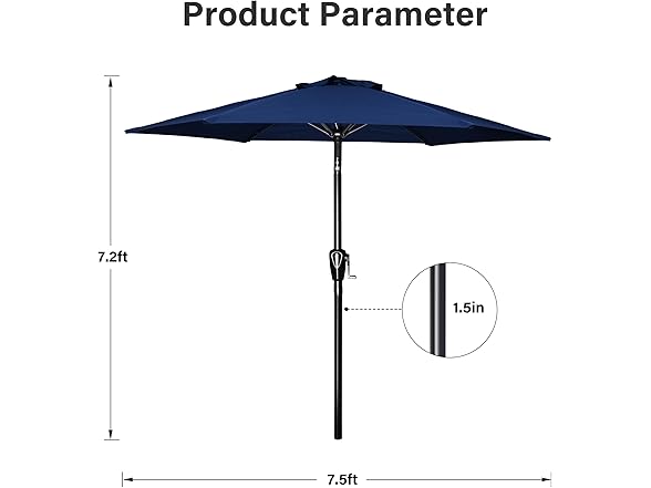 Simple Deluxe 7.5ft Patio Umbrella Outdoor