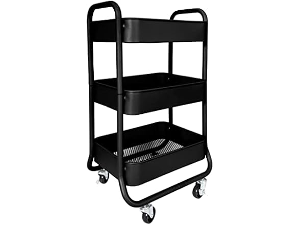HOMESTEAD 3-Tier Rolling Cart - Heavy Duty, Black
