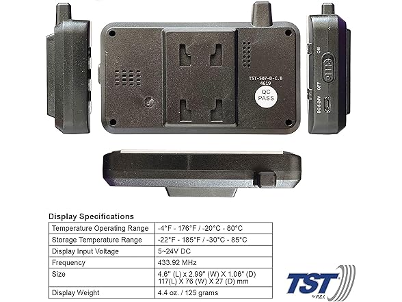 TST 507 TPMS 4 Cap Sensors Color Disp
