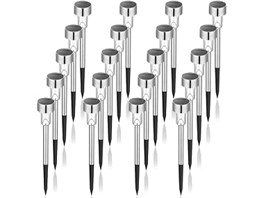 $26.99, Was $99.99, 73% Off! Stainless Steel LED Solar Garden Lights for Patio, 20PK dealfomo