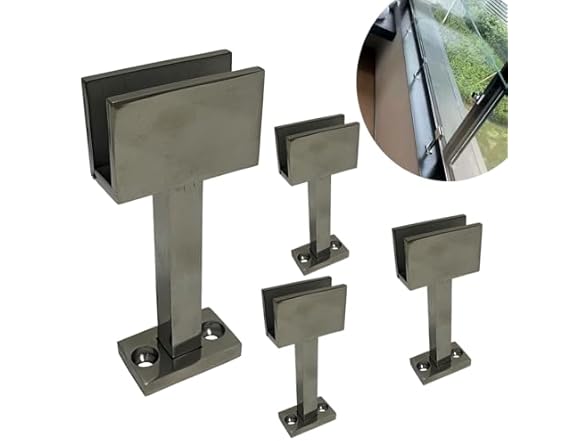 4X 304 SS Square Glass Spigots Black