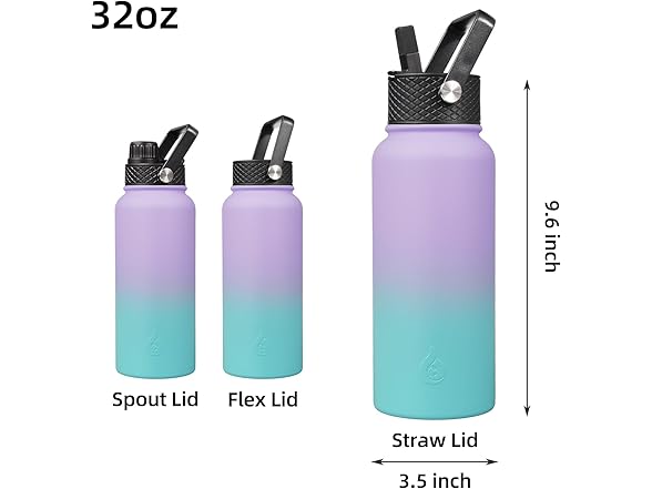 BJPKPK Water Bottles w/ Straw Lid, 32oz