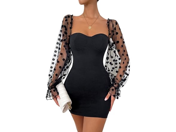 Wdirara Women (XS) Polka Dots Sweetheart Dress