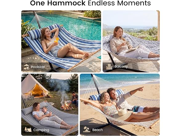 Everyfun EYF-DC300-White Gray 2 Person Outdoor Hammock 
