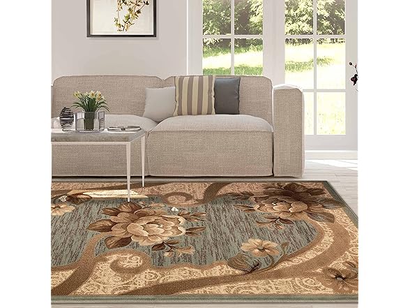 Superior Traditional Oversized Floral Border Rug