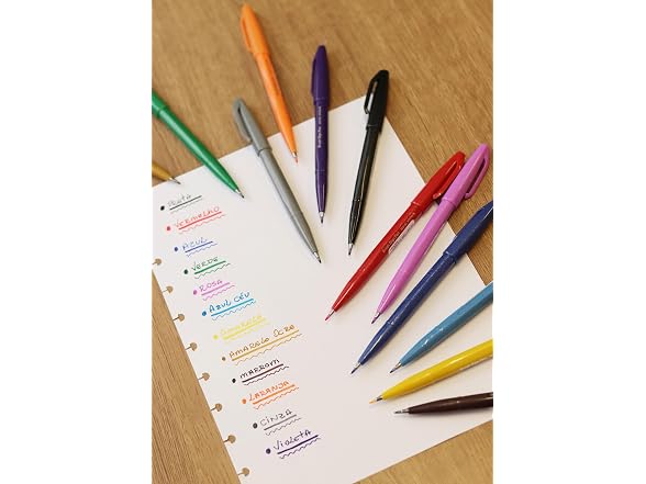 Pentel Brush Sign Pen SES15C-12 Fibre-Tip Pen 1 Pale Pink