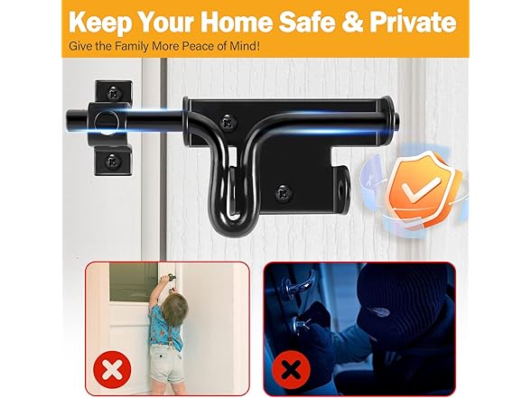 Door Lock Bolt Gate Latch - Choose Size