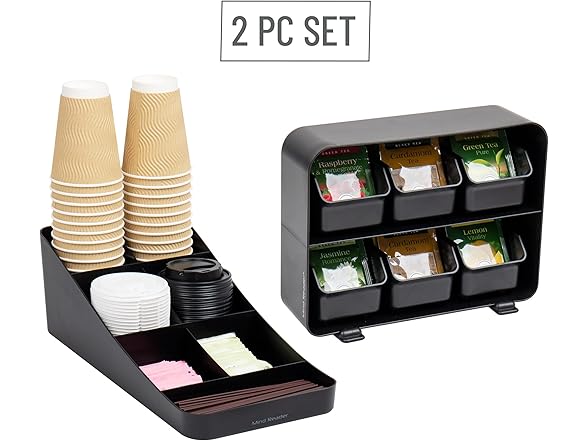 Mind Reader Tea Storage, Cup and Condiment Station