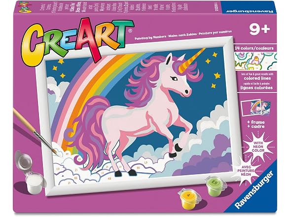 Ravensburger Creart Pink Unicorn Paint by Numbers Kit for Children