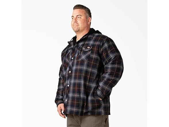 Dickies mens Fleece Hooded Duck Shirt Jacket With Hydroshiel (Open Box)