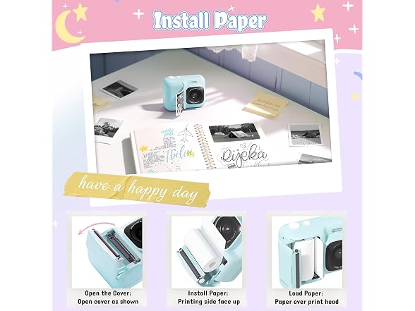 ETIKEZ Kids Camera, 1080P Instant Print