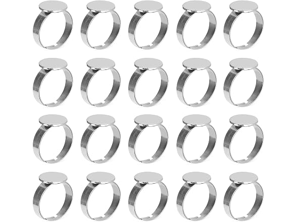 Agatige 20PCS Blank Rings, Adjustable Flat