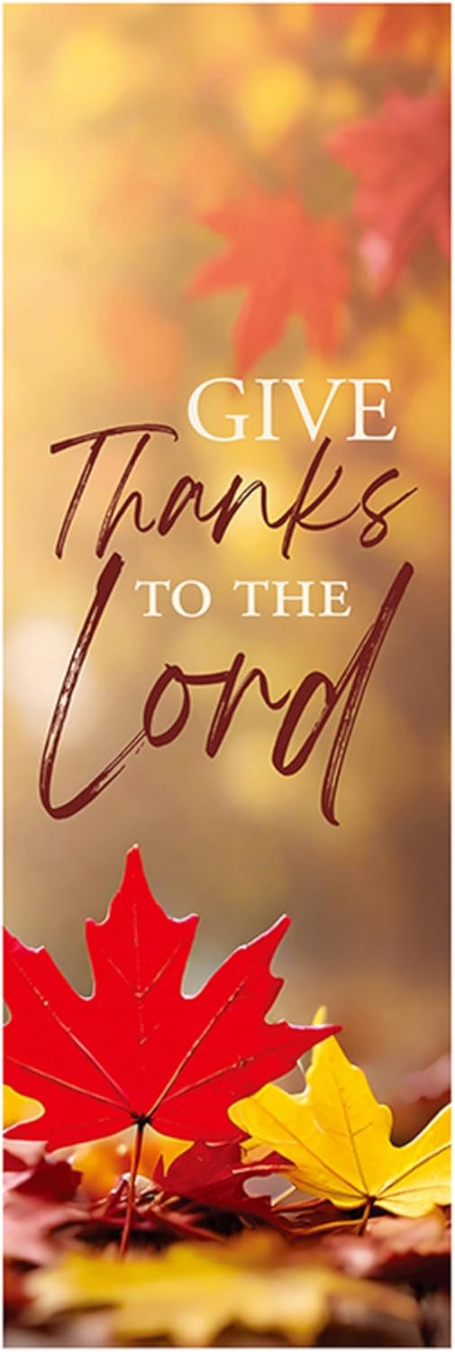 Christian Brands Fall Banner Maple “Give Thanks” Church Banner, 2' x 6' - Gallery 2