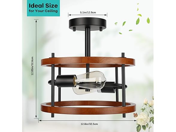 Lakumu 2-Light Retro Semi Flush Mount