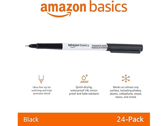 Amazon Basics Ultra Fine Markers, 24-Pack