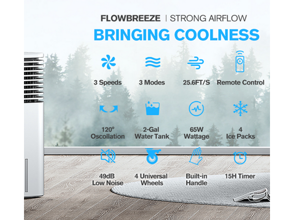 FLOWBREEZE 24 Windowless Portable Air Conditioner, Black