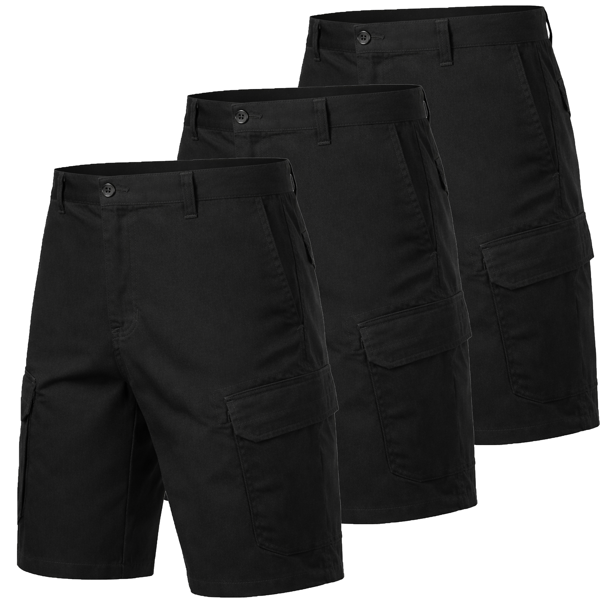 3Pk Mens Cotton Stretch Cargo Shorts - Gallery 23