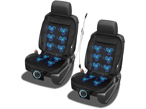 Zone Tech SE0099 2 Pack 12v Cooling Car Seat Cover Black