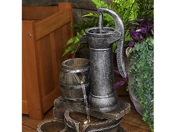Sunnydaze Cozy Farmhouse Pump and Barrels 23-Inch