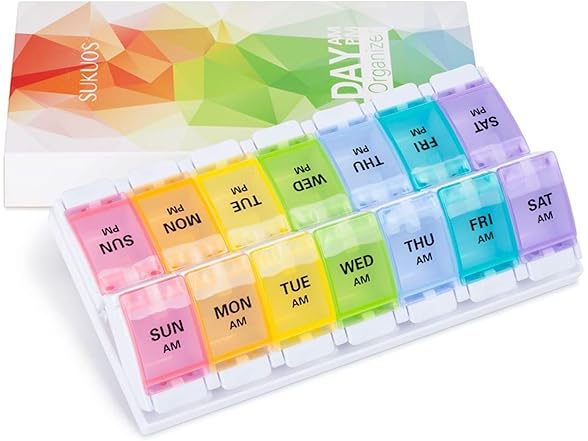 Sukuos Sukuos AM PM Weekly Pill Organizer 2 Tim