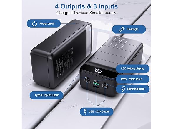 60,000mAh 22.5W PD4.0 USB-C Powerbank