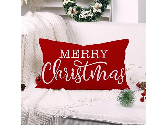 Red Christmas Lumbar Pillow Cover