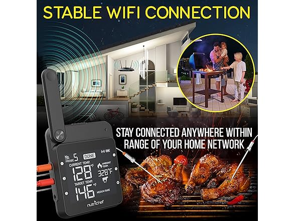 NutriChef WiFi Grill Meat Thermometer