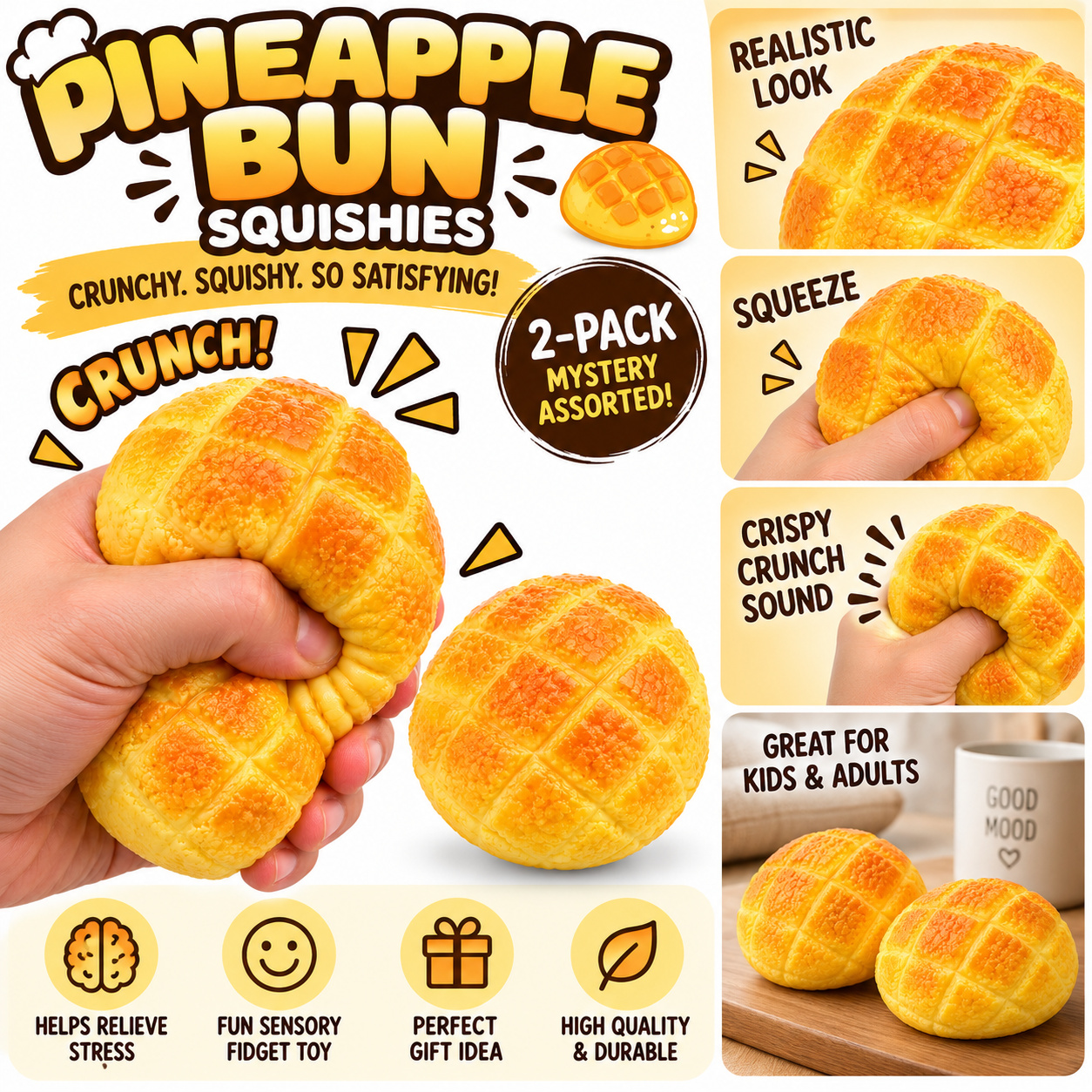 Pineapple Bun Crunch Squishy - Gallery 6