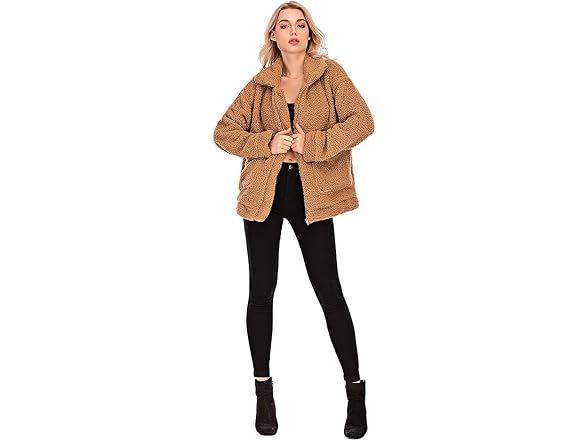 YYW Women (XL) Jackets Casual Fleece Fuzzy Coat