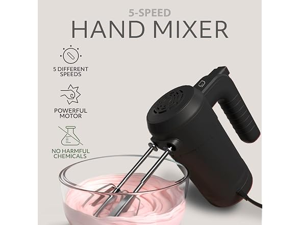 WILLOW Eco Series Electric Hand Mixer, 5 Speed 