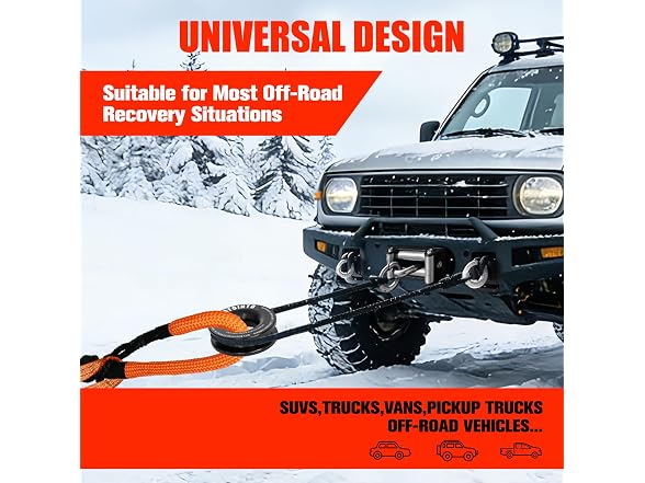 Long Synthetic Soft Shackle Recovery Rope