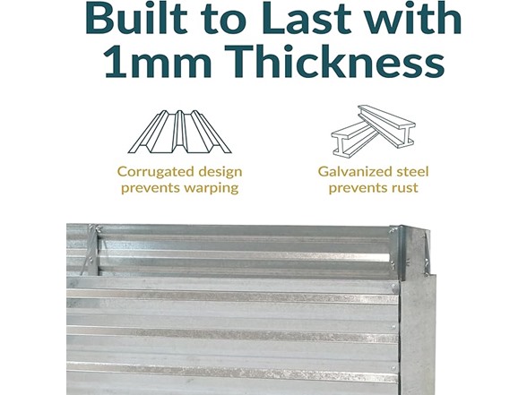 Sunnydaze L-Shaped Raised Garden Bed, Silver