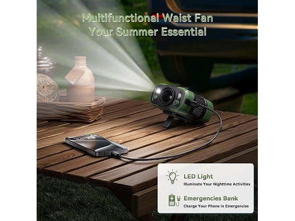 Green Clip on Waist Fan 100 Speeds