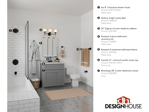 Design House Eastport 4-Piece Bath Accessory Set, Matte Black
