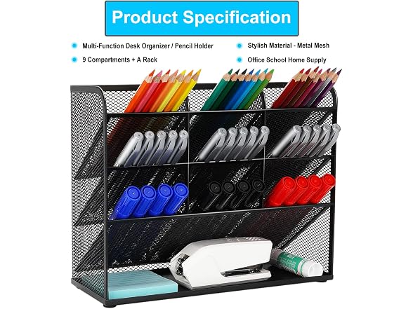 Wellerly Mesh Desk Pencil Organizer, Storage