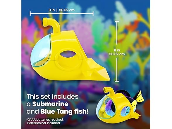 ZhuZhu Aquarium Submarine + Motorized Fish Toy (Blue Tang)