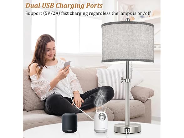 Kondras Grey Table Lamps Set of 2
