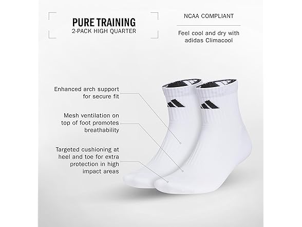 adidas High Quarter Socks (2-Pair)