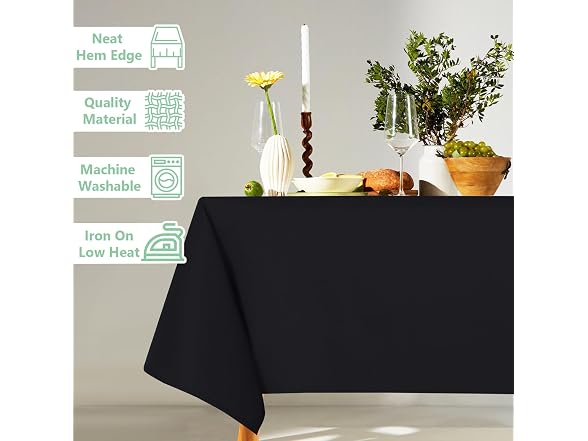 ABCCANOPY 2 Pack Rectangle Polyester Tablecloth Balck