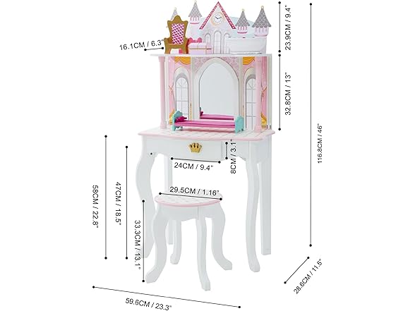 Teamson Kids Dreamland Princess Play Vanity Set