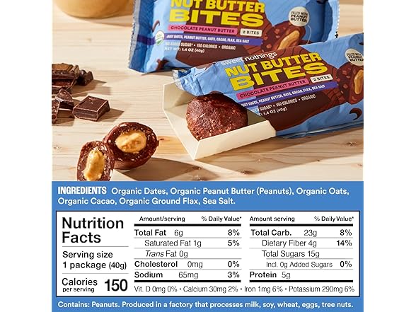 12PK Sweet Nothings, Chocolate, Organic Nut Butter Bites