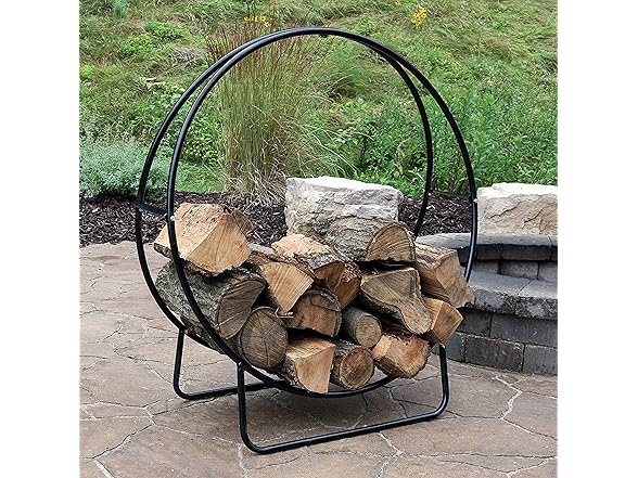 Sunnydaze 48-Inch Outdoor Firewood Rack Hoop