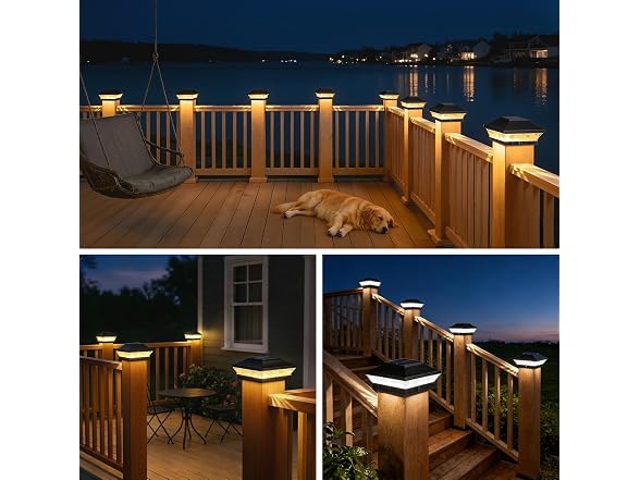 Brightever Solar Post Cap Lights 8 Pack Black