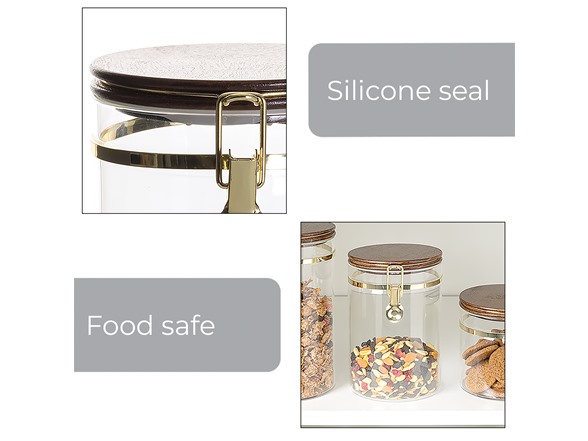 Smart Design Glass & Acacia Canister