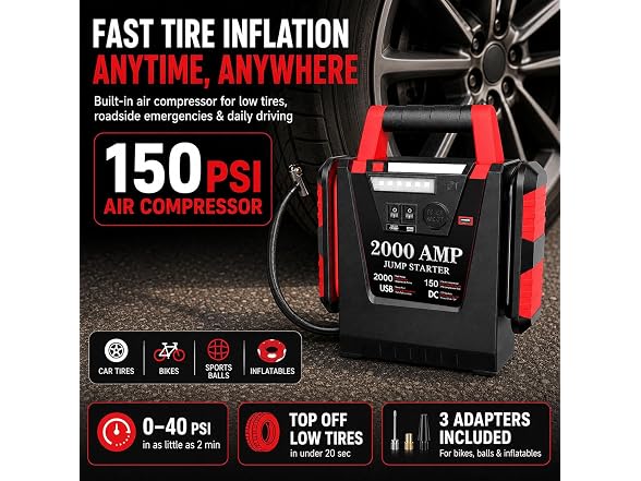 FlyAuto Jump Starter with Air Compressor